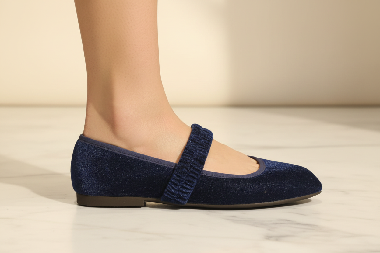 Baleta Belen Terciopelo Azul