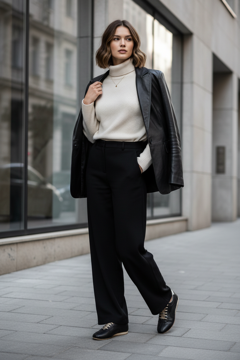 Mina Sneaker Cuero Negro