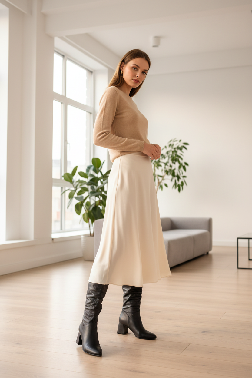 Bota Evangeline Cuero Negro