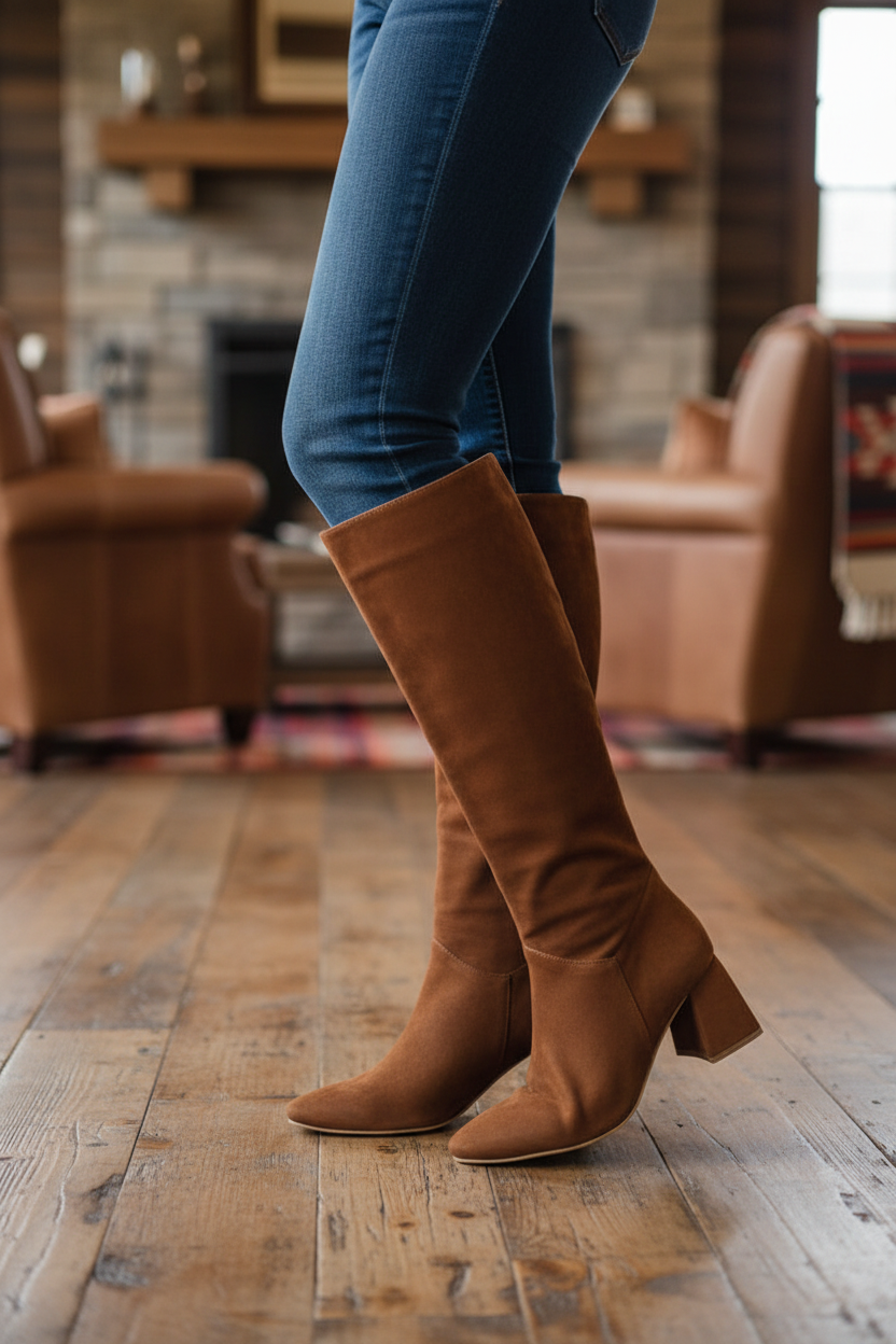 Bota Evangeline Cuero Ante Canela