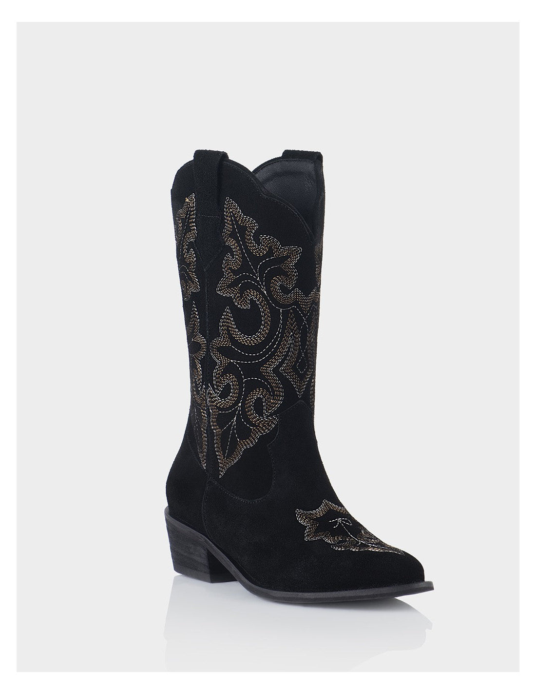 Texana Amber Cuero Gamuza Negro