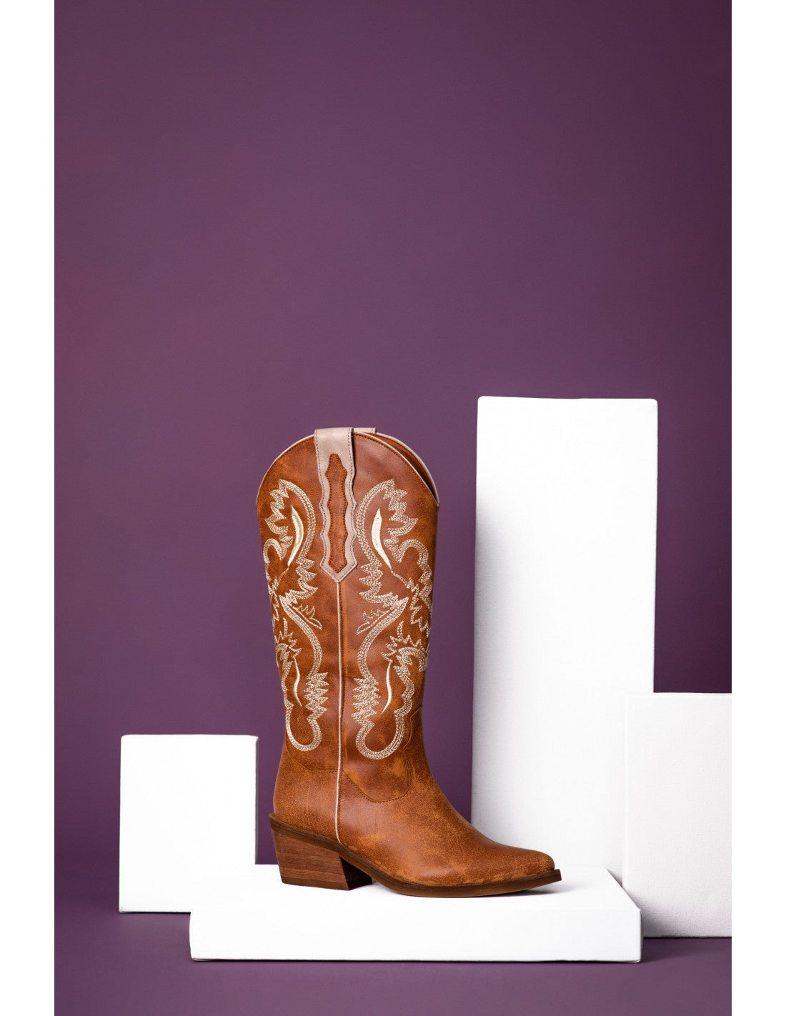 Bota Texana Devi Cuero Craquelado Miel