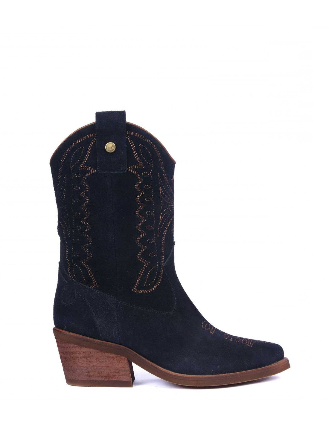 Texana Silvana Cuero Gamuza Azul