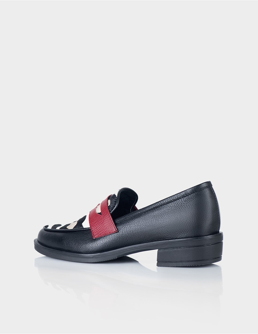 Mocasin Preston Vaca X Cuero Negro X Rojo