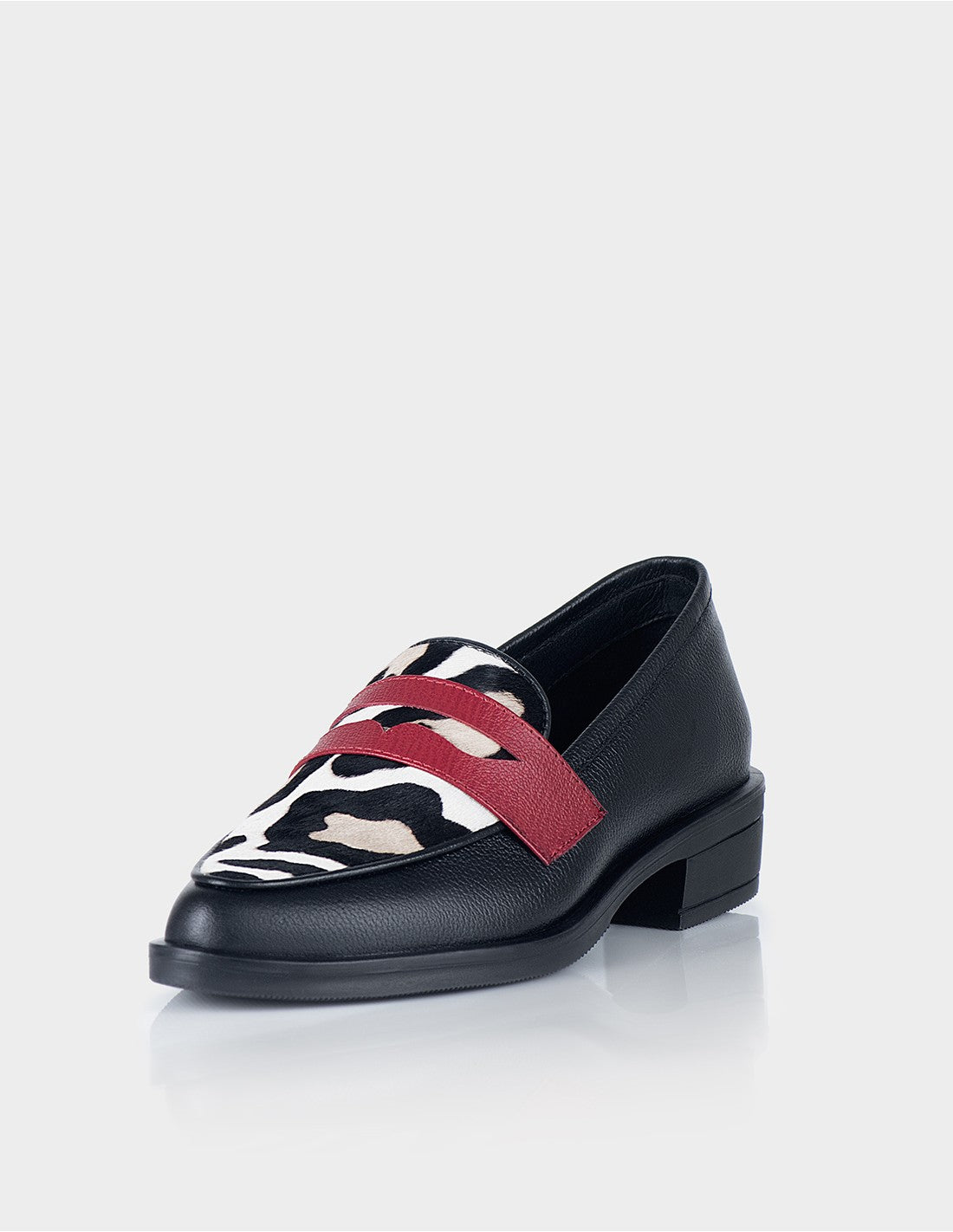 Mocasin Preston Vaca X Cuero Negro X Rojo